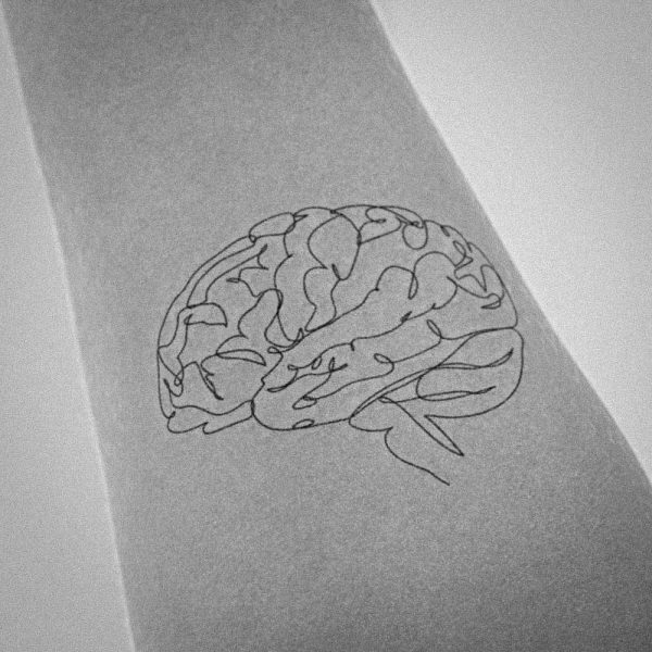 One line simple brain tattoo design