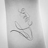 abstract one line face tattoo of woman