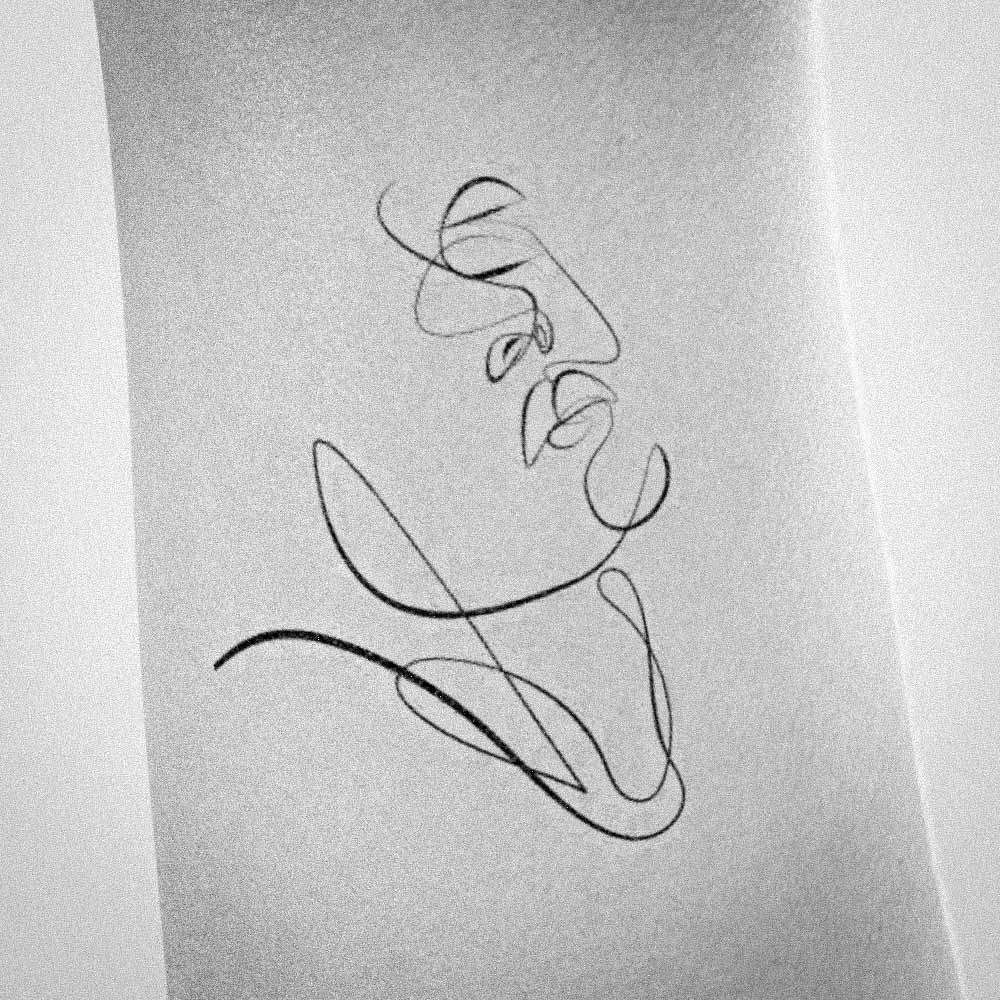 Female Face In Flowers Minimalist Elegant Line Art Art Print  Outline art  Line art drawings Line art tattoos