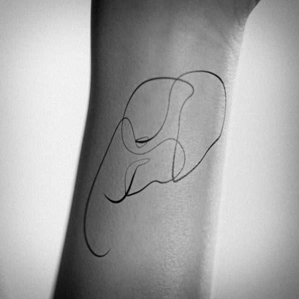 minimalist elephant line art tattoo