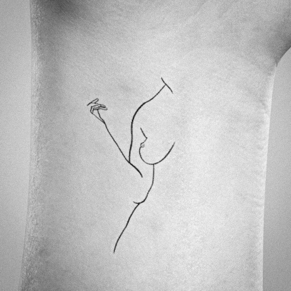 Minimal Female Body Outline Tattoo Figure