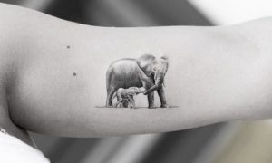 realistic tiny elephant tattoo