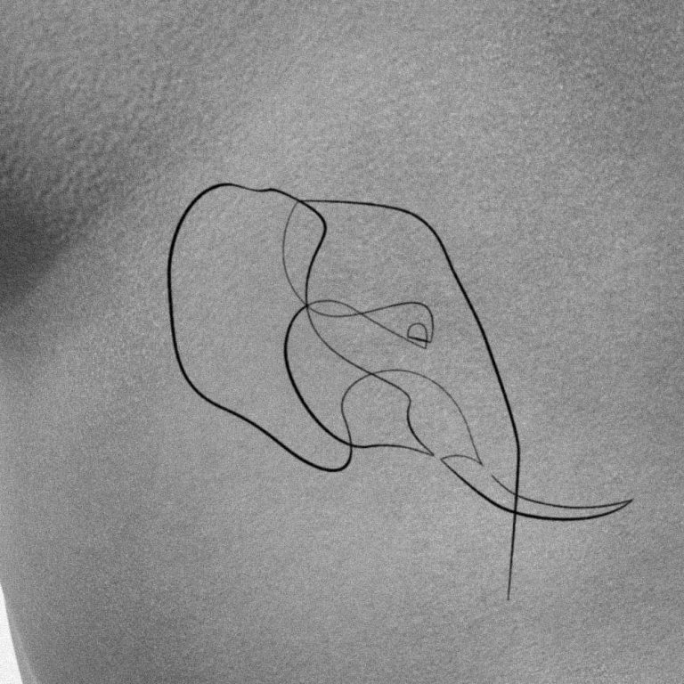 Minimal One Line Elephant Tattoo Design | Noon Line Art