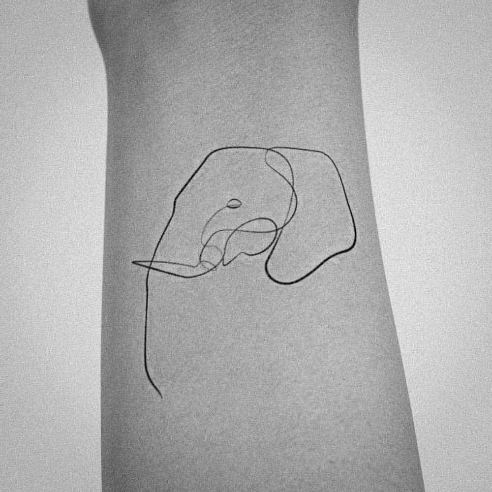 small one line elephant tattoo outline