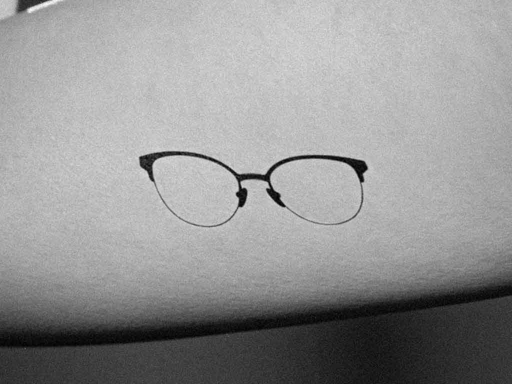 cat eyeglasses tattoo design silhouette style