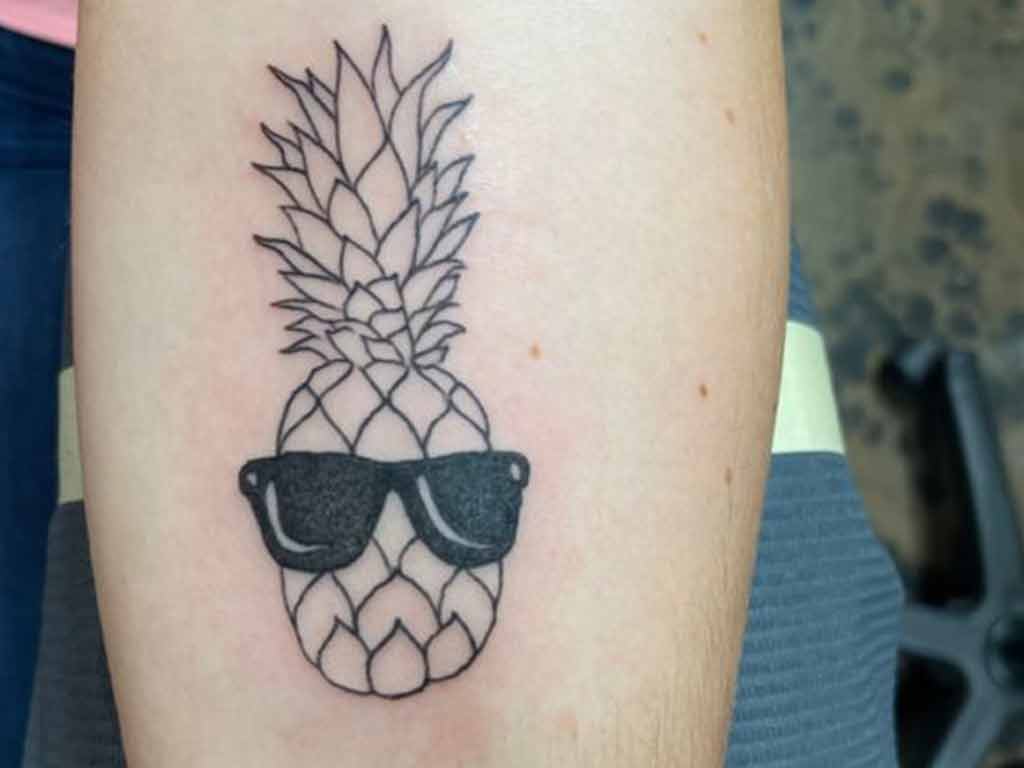 funny pineapple with sunglasses tattoo design