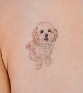 minimal realistic dog tattoo